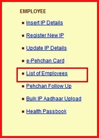 List of employees
