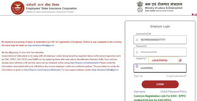 esic-employer-login-page